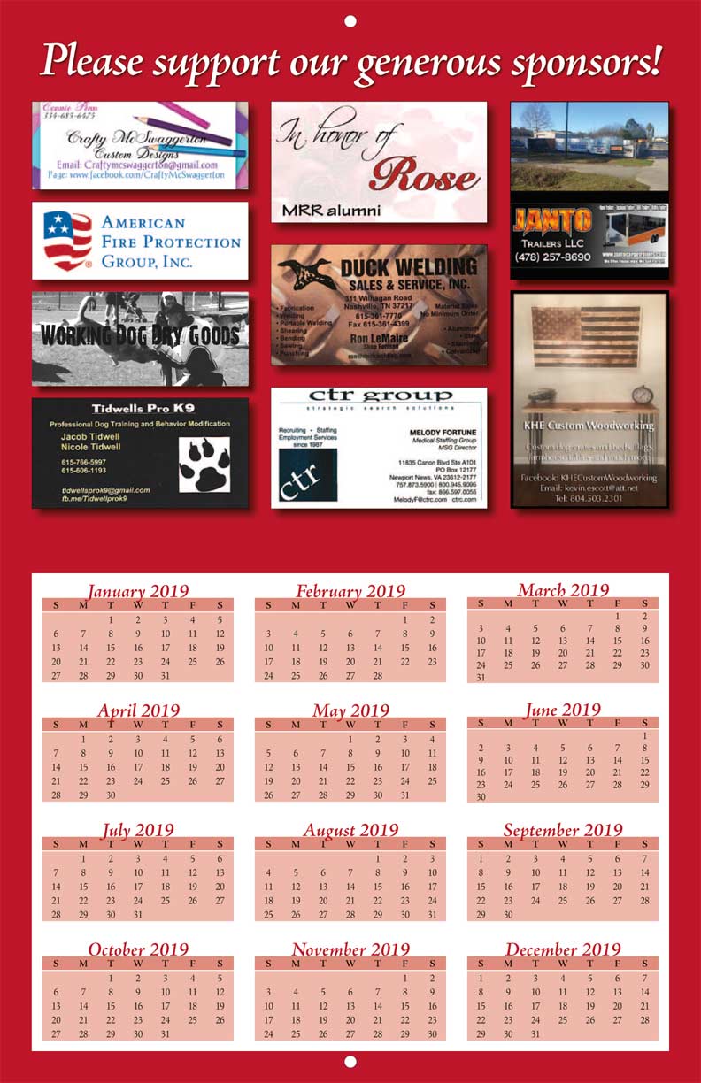 Malinois Ranch Rescue 2018 Calendar Fundraising