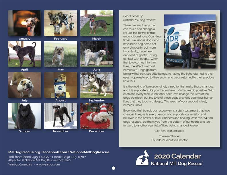 National Mill Dog Rescue 2020 Calendar Yearbox Calendars