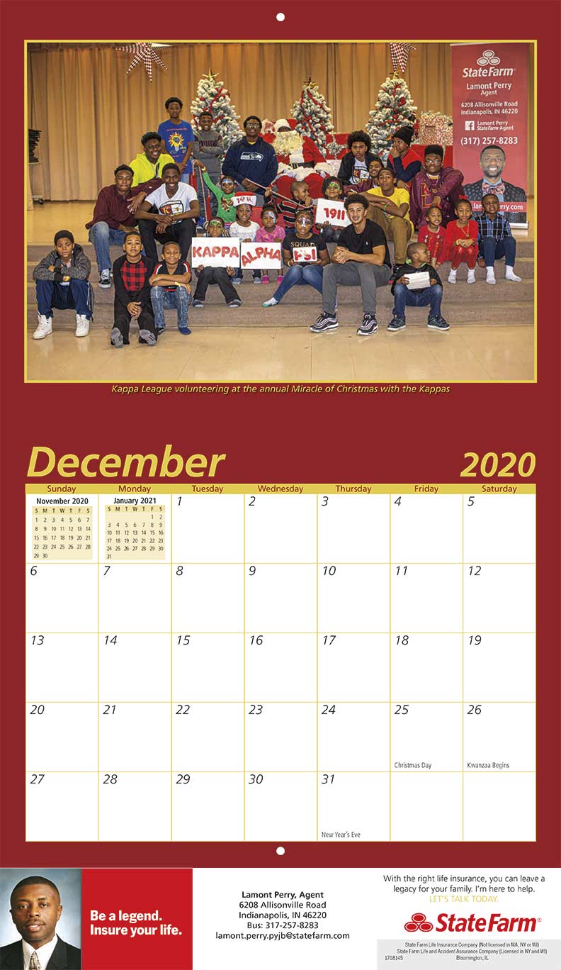 Kappa League 2020 Calendar Fundraising
