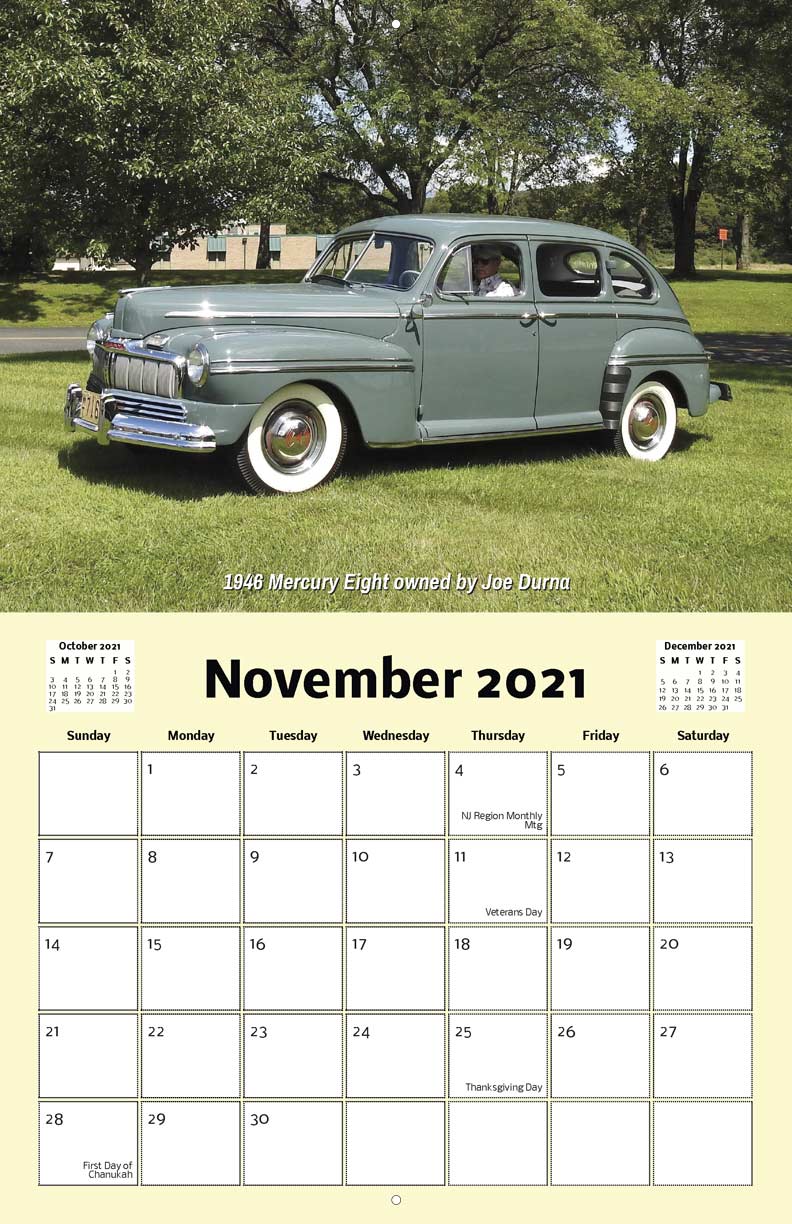 Nj Region Aaca 2021 Calendar Fundraising antique show calendar 2021